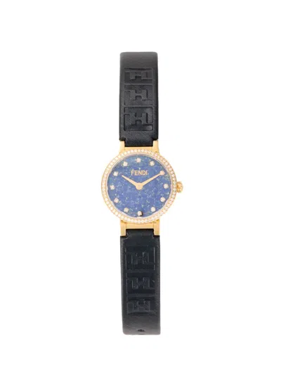 Fendi Women's Forever Ip Goldtone Stainless Steel Case, Leather Strap & 0.21 Tcw Diamond Watch/19mm In Blue