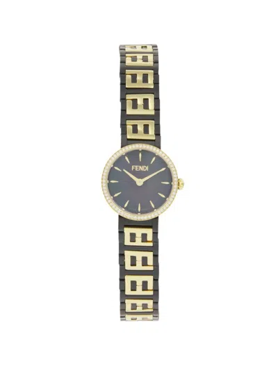 Fendi Women's Forever Two-tone Stainless Steel & 0.16 Tcw Diamond Bracelet Watch/19mm In Black