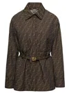 Fendi Go-to Ff-jacquard Belted Canvas Jacket In Multi