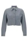 Fendi Logo Stamp Cropped Denim Jacket