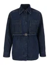 Fendi Go-to Denim Shirt Jacket With Quilted Ff Motif Clothing In Blue