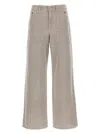 Fendi Wide Leg Denim Trousers With Multiple Pockets In Brown