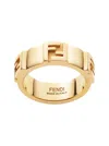 Fendi Women Gold Colored Band Ring With Embossed Ff Logo In Brass Woman In Brown