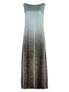 Fendi Silk Midi Dress With Gradient Design In Blue