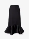 Fendi Women High-waisted Midi Skirt In Grain De Poudre Wool In Black