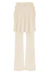 Fendi White Pleated Panel Grain De Poudre Trousers In Neutral