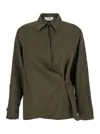 Fendi Women Green Shirt With Asymmetric Side Closure And Cut-out Detail On The Front In Wool Woman In Green