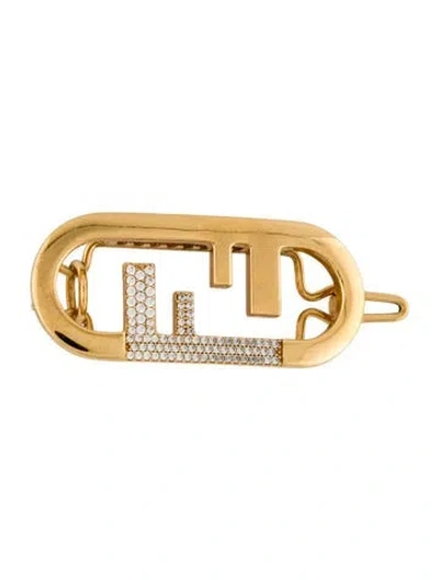 Pre-owned Fendi Women's Hair Clip In Gold