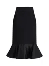 Fendi Women High-waisted Midi Skirt In Grain De Poudre Wool In Black