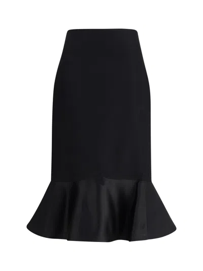 FENDI FENDI WOMEN HIGH-WAISTED MIDI SKIRT IN GRAIN DE POUDRE WOOL