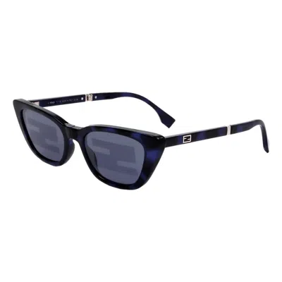 Pre-owned Fendi Women's Injected Touch Of Ff Blue Havana Sunglasses