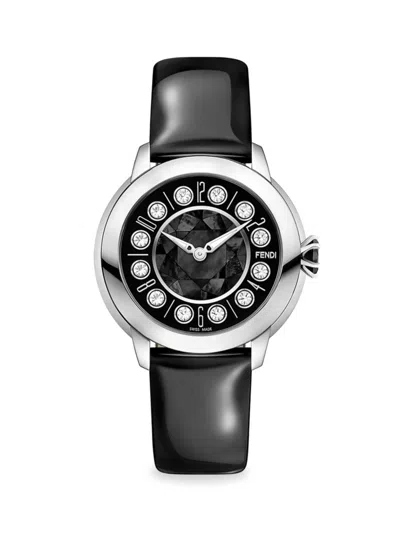 Fendi Women's Ishine 33mm Stainless Steel, Topaz, Black Spinel & Mother Of Pearl Leather Strap Watch