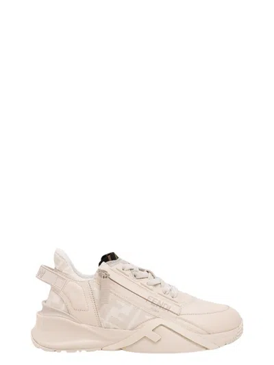 FENDI WOMEN'S IVORY LEATHER AND JACQUARDFLOW SNEAKERS