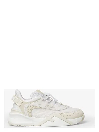 FENDI WOMEN'S IVORY MESH AND SUEDEFLOW SNEAKERS