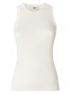 Fendi Ivory Ribbed Top In Silk Blend In White