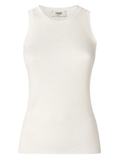 FENDI WOMEN'S IVORY SILK BLEND TOP