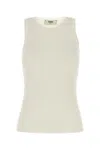 Fendi Top In Misto Seta Avorio Donna In White