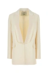 Fendi Giacca In Misto Lana Avorio Donna In White