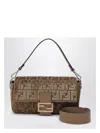 Fendi Jacquard Ff Velvet Baguette Bag In Cappuccino Colour Women