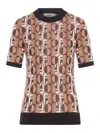Fendi Three-dimensional Jacquard Sweater With Geometric Pattern In Brown