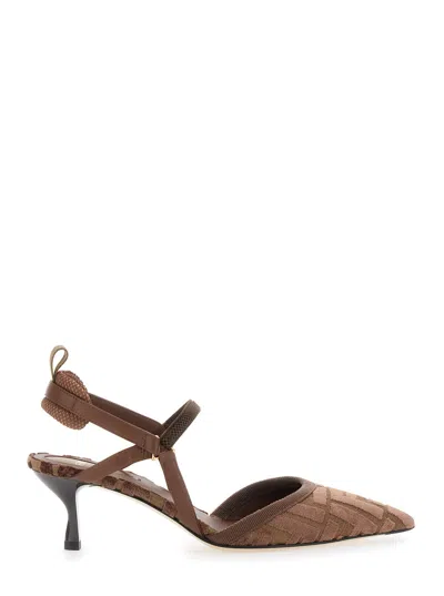 Fendi Women Kitten Ff Heel In Brown