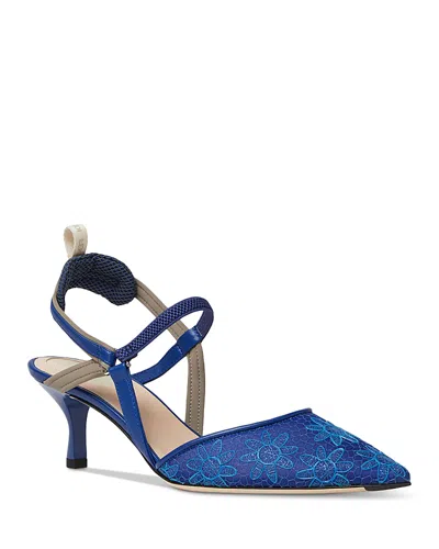 Fendi Women's Kitten Heel Slingback Pumps In Blue