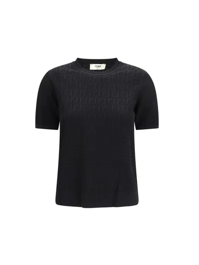 Fendi Women Knit T-shirt In Black