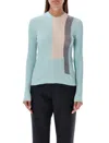 Fendi Color-block Silk Sweater In Light Blue