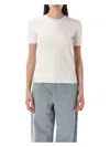 Fendi Ff Knit T-shirt With Tonal Motif In White