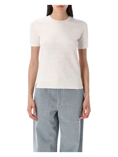 FENDI WOMEN'S LACE FF KNIT T-SHIRT