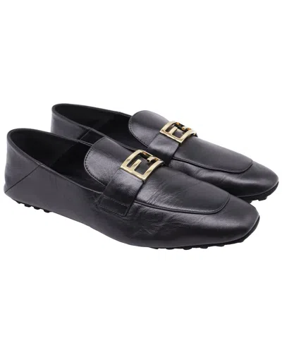 Fendi Women's Leather Baguette Folded Heel Loafer (authentic Pre-loved) In Black