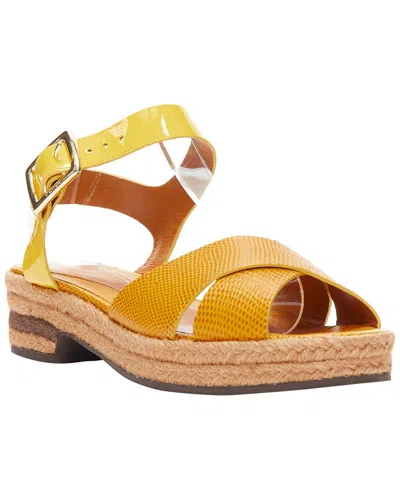 Fendi Women's Leather Embossed Leather Cross Strap Patent Ankle Strap Jute  Sandal (authentic Pre-lo In Yellow