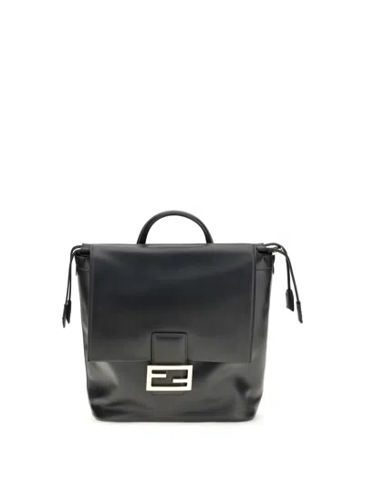 Fendi Women Leather Grace Backpack In Black