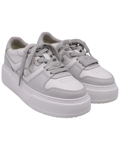 Pre-owned Fendi Women's Leather Match Platform Sneaker (authentic Pre-loved) In Grey/grey