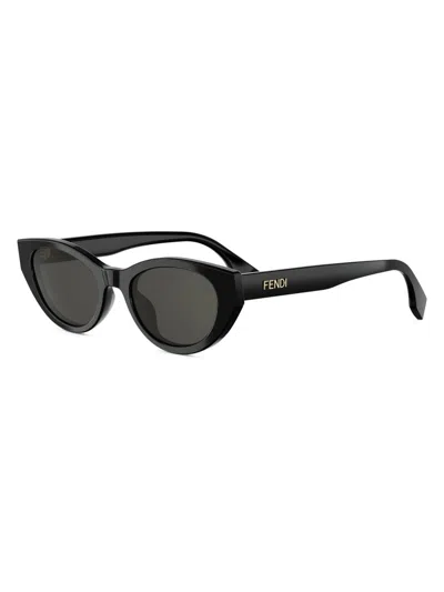 Fendi Lettering 51mm Acetate Cat-eye Sunglasses In Black