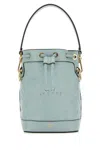 Fendi Women Light Blue Leather Mon Tresor Bucket Bag In Blue