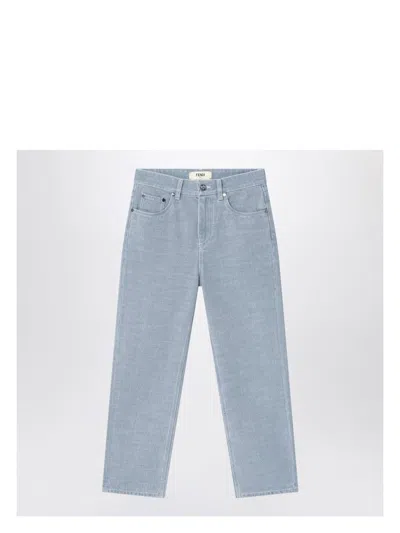Fendi Women's Light Blue Straight Jeans