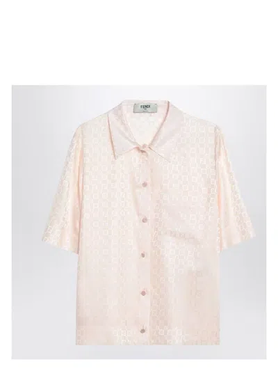 FENDI WOMEN'S LIGHT PEACH SILK FF JACQUARD SHIRT