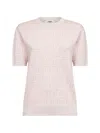 Fendi Women Light Pink Ff Wool Crewneck Jumper In Multi
