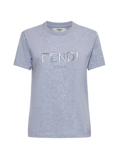 FENDI FENDI WOMEN LOGO COTTON T-SHIRT