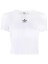 Fendi Logo-embroidered Ribbed T-shirt In White