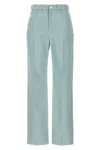 Fendi Women Logo Embroidery Denim Pants In Blue