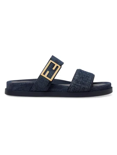 Fendi Women's Logo Sandals In Blue
