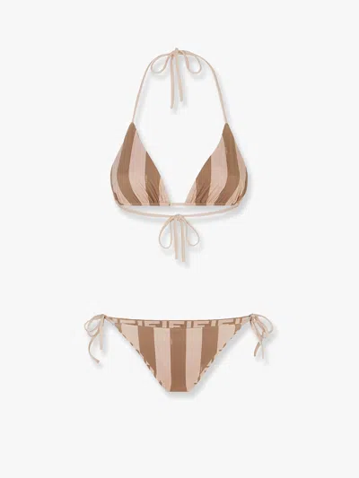 Fendi Women Lycra Reversible Swim Costume In Brown