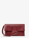 Fendi Women Mamma Baguette Leather Crossbody Bag In Red