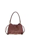 Fendi Bordeaux Calf Leather Bos Taurus Shoulder Bag In Brown