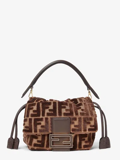 Fendi Women Mamma Baguette Small Ff Velvet Jacquard Crossbody Bag In Multi