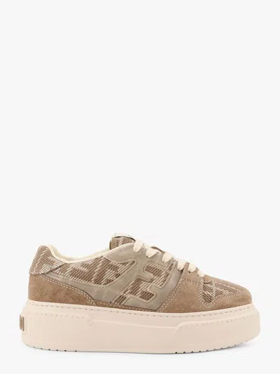 Fendi Women Match Canvas And Suede Low-top Sneakers