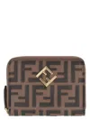 Fendi Medium Ff Diamonds Zip-around Wallet In Brown