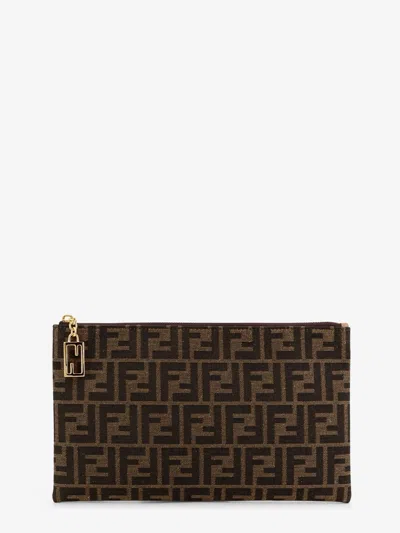 Fendi Women Medium Flat Ff Jacquard Fabric Pouch In Multi